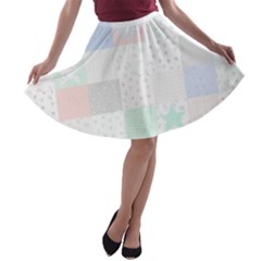 Sweet Dreams Rag Quilt A-line Skater Skirt by Mariart