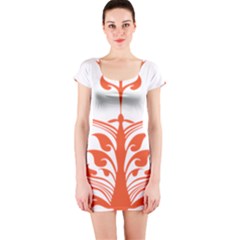 Tree Leaf Flower Orange Sexy Star Short Sleeve Bodycon Dress by Mariart