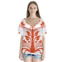 Tree Leaf Flower Orange Sexy Star Flutter Sleeve Top View1