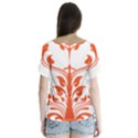 Tree Leaf Flower Orange Sexy Star Flutter Sleeve Top View2