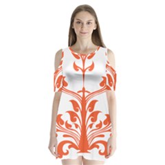 Tree Leaf Flower Orange Sexy Star Shoulder Cutout Velvet  One Piece by Mariart