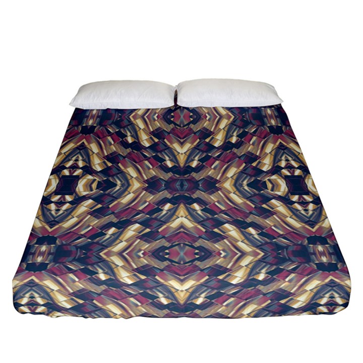 Multicolored Modern Geometric Pattern Fitted Sheet (California King Size)