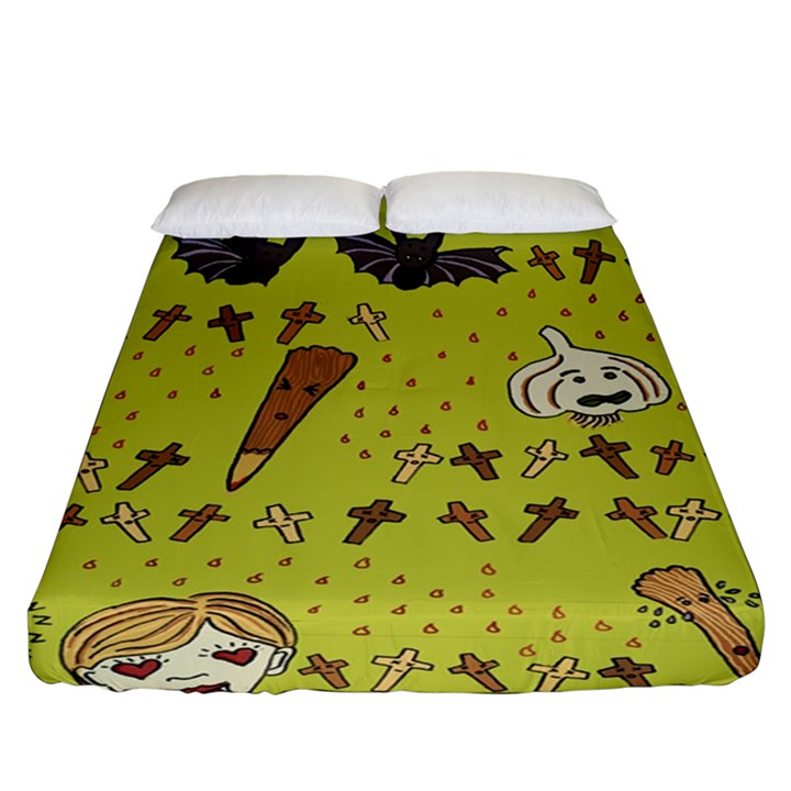 Horror Vampire Kawaii Fitted Sheet (Queen Size)