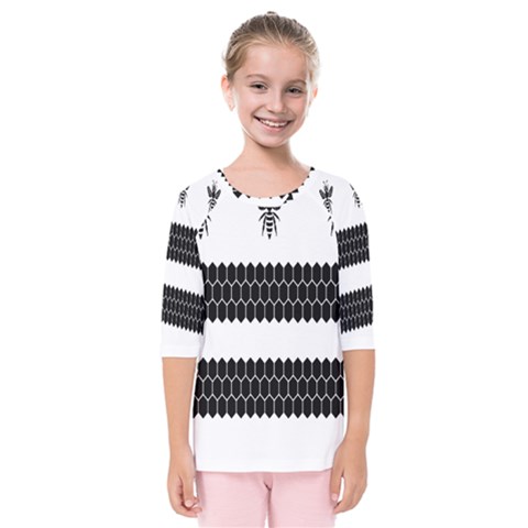 Wasp Bee Hive Black Animals Kids  Quarter Sleeve Raglan Tee by Mariart