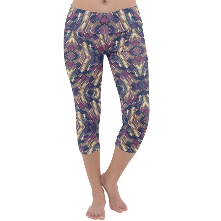 Multicolored Modern Geometric Pattern Capri Yoga Leggings