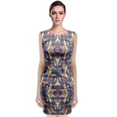 Multicolored Modern Geometric Pattern Sleeveless Velvet Midi Dress