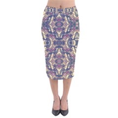 Multicolored Modern Geometric Pattern Velvet Midi Pencil Skirt