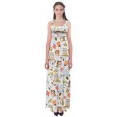 Cute Owl Empire Waist Maxi Dress by Nexatart