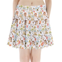 Cute Owl Pleated Mini Skirt by Nexatart