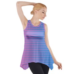 Turquoise Pink Stripe Light Blue Side Drop Tank Tunic by Mariart