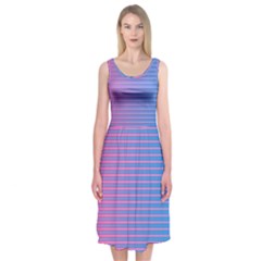 Turquoise Pink Stripe Light Blue Midi Sleeveless Dress by Mariart