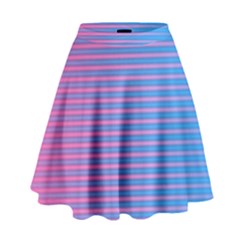 Turquoise Pink Stripe Light Blue High Waist Skirt