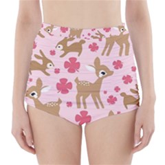 Preety Deer Cute High-waisted Bikini Bottoms by Nexatart