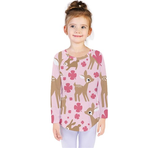 Preety Deer Cute Kids  Long Sleeve Tee by Nexatart