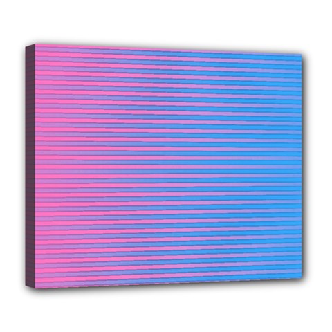 Turquoise Pink Stripe Light Blue Deluxe Canvas 24  X 20   by Mariart