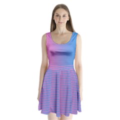 Turquoise Pink Stripe Light Blue Split Back Mini Dress  by Mariart