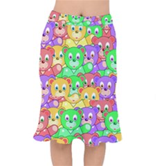 Cute Cartoon Crowd Of Colourful Kids Bears Mermaid Skirt by Nexatart