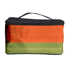 Sunset Orange Green Tree Sun Red Polka Cosmetic Storage Case by Mariart