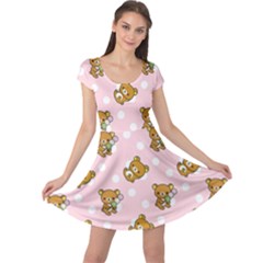 Kawaii Bear Pattern Cap Sleeve Dresses by Nexatart