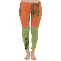 Sunset Orange Green Tree Sun Red Polka Classic Winter Leggings by Mariart