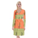 Sunset Orange Green Tree Sun Red Polka Long Sleeve Velvet Front Wrap Dress View1