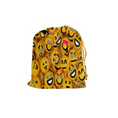 Smileys Linus Face Mask Cute Yellow Drawstring Pouches (medium)  by Mariart