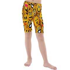 Smileys Linus Face Mask Cute Yellow Kids  Mid Length Swim Shorts by Mariart