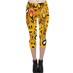 Smileys Linus Face Mask Cute Yellow Capri Leggings  by Mariart