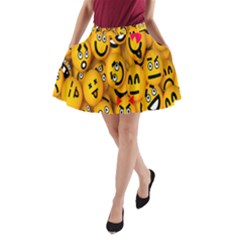 Smileys Linus Face Mask Cute Yellow A-line Pocket Skirt by Mariart