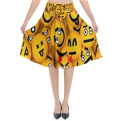 Smileys Linus Face Mask Cute Yellow Flared Midi Skirt by Mariart