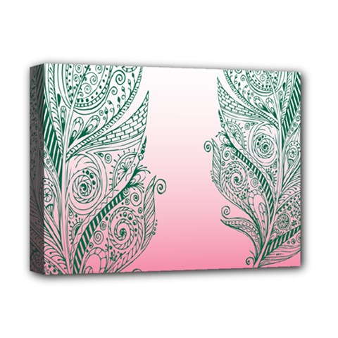 Toggle The Widget Bar Leaf Green Pink Deluxe Canvas 16  X 12   by Mariart