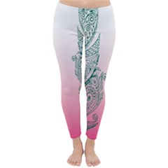 Toggle The Widget Bar Leaf Green Pink Classic Winter Leggings by Mariart