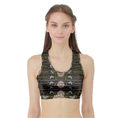 Pearls And Hearts Of Love In Harmony Sports Bra With Border by pepitasart