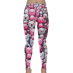 Cute Doodle Wallpaper Cute Kawaii Doodle Cats Classic Yoga Leggings by Nexatart