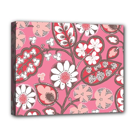 Pink Flower Pattern Deluxe Canvas 20  X 16   by Nexatart