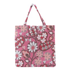 Pink Flower Pattern Grocery Tote Bag by Nexatart