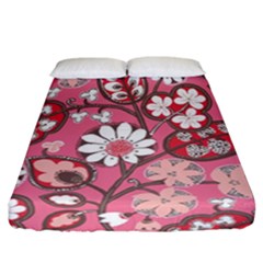 Pink Flower Pattern Fitted Sheet (california King Size) by Nexatart