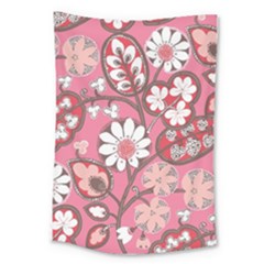 Pink Flower Pattern Large Tapestry by Nexatart