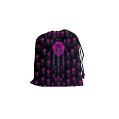 Wonderful Jungle Flowers In The Dark Drawstring Pouches (Small) 