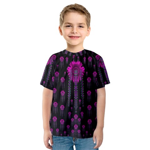 Wonderful Jungle Flowers In The Dark Kids  Sport Mesh Tee by pepitasart