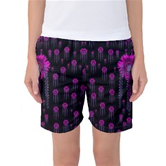 Wonderful Jungle Flowers In The Dark Women s Basketball Shorts by pepitasart