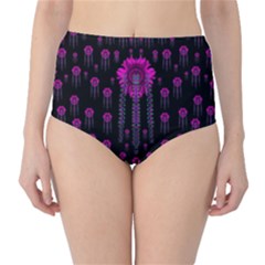 Wonderful Jungle Flowers In The Dark High-waist Bikini Bottoms by pepitasart