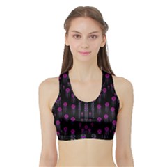 Wonderful Jungle Flowers In The Dark Sports Bra with Border