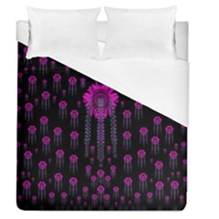 Wonderful Jungle Flowers In The Dark Duvet Cover (queen Size) by pepitasart