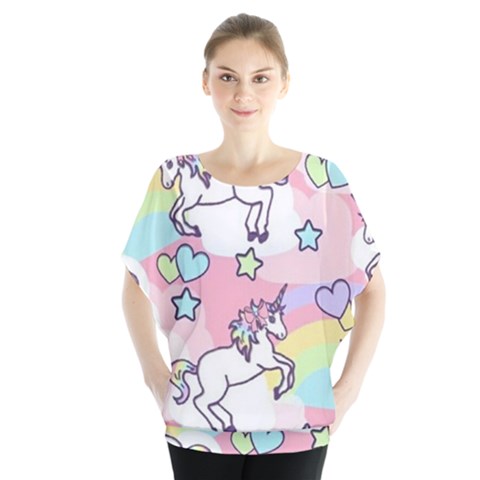 Unicorn Rainbow Blouse by Nexatart