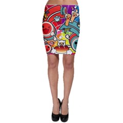 Cute Doodles Wallpaper Background Bodycon Skirt by Nexatart