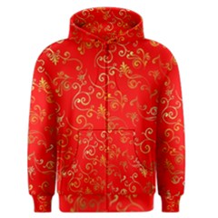 Golden Swrils Pattern Background Men s Zipper Hoodie