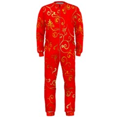 Golden Swrils Pattern Background Onepiece Jumpsuit (men)  by Nexatart