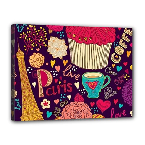 Cute Colorful Doodles Colorful Cute Doodle Paris Canvas 16  X 12  by Nexatart