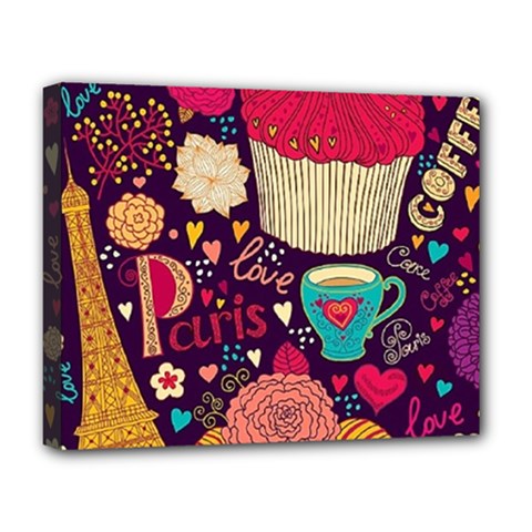 Cute Colorful Doodles Colorful Cute Doodle Paris Deluxe Canvas 20  X 16   by Nexatart